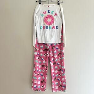 CARTER’S 2-pc pajama set girl’s pink donuts cupcakes fleece long sleeve size 12